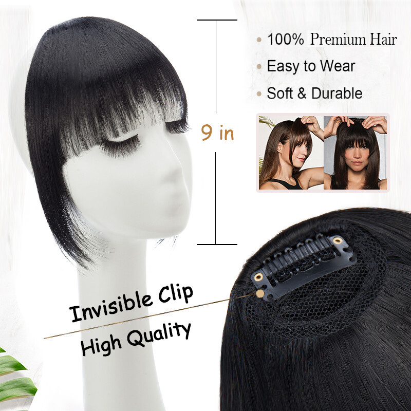 Thin Neat Bangs AS Remy Human Hair Extensions Clip in on Fringe Front Hairpieces