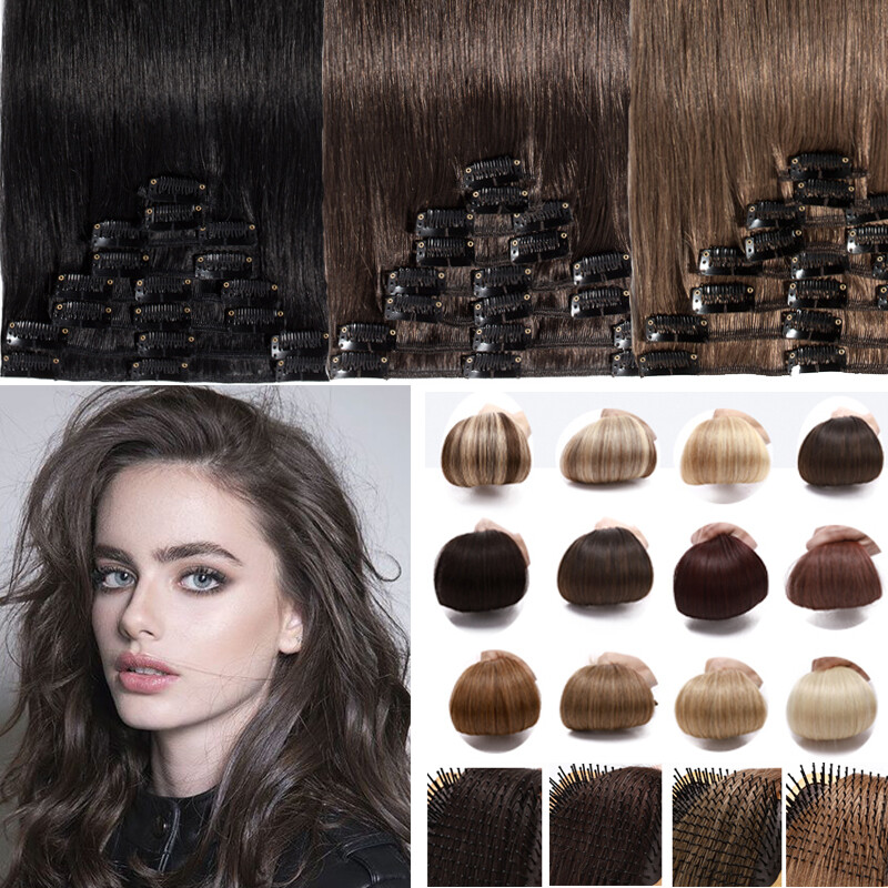 Premium 100% Real Good Clip In Remy Human Indian Hair Extensions Full Head L18