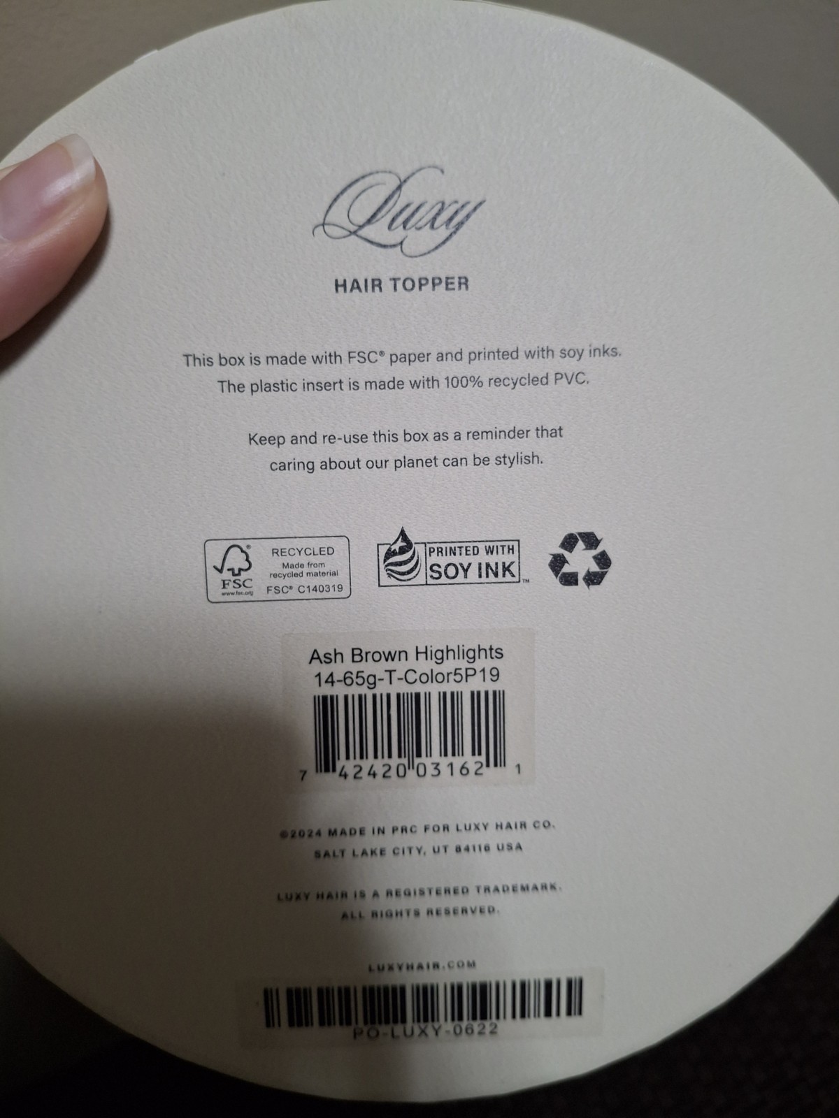 14″ Luxy Human Hair Topper Ash Brown Highlights 65g Halo Wire