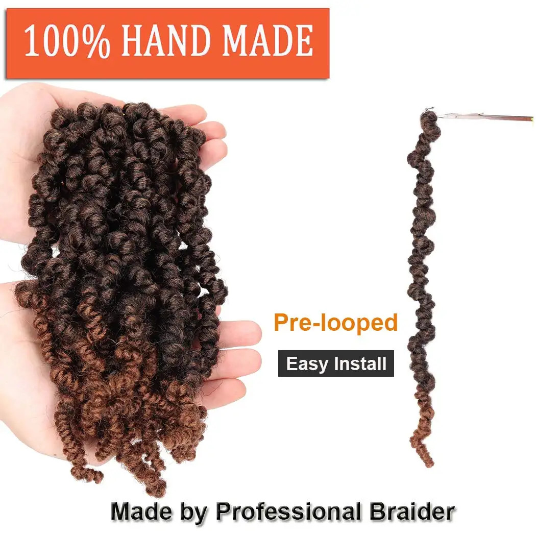 Short Curly Spring Pre twisted Ombre Synthetic Crochet Braids Hair Extensions