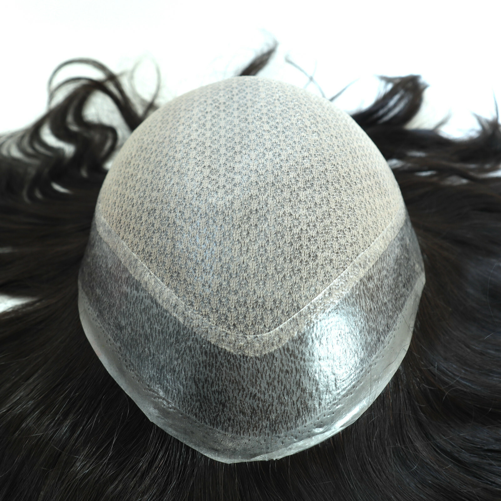 Mens Hair Replacement System Toupee Injection Skin Silk Lace Remy Hair Pieces