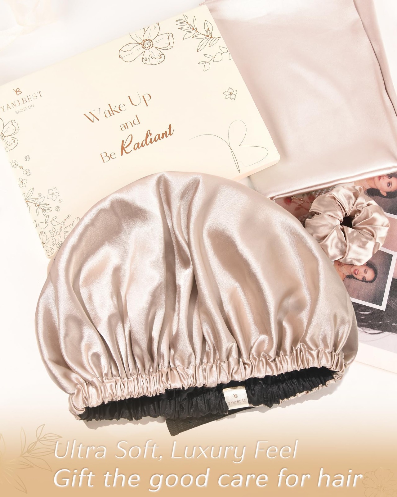 YANIBEST Adjustable Satin Bonnet Double Layer Hair Bonnet for Sleeping Bonnet…