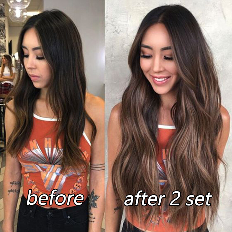 Premium 100% Real Good Clip In Remy Human Indian Hair Extensions Full Head L18