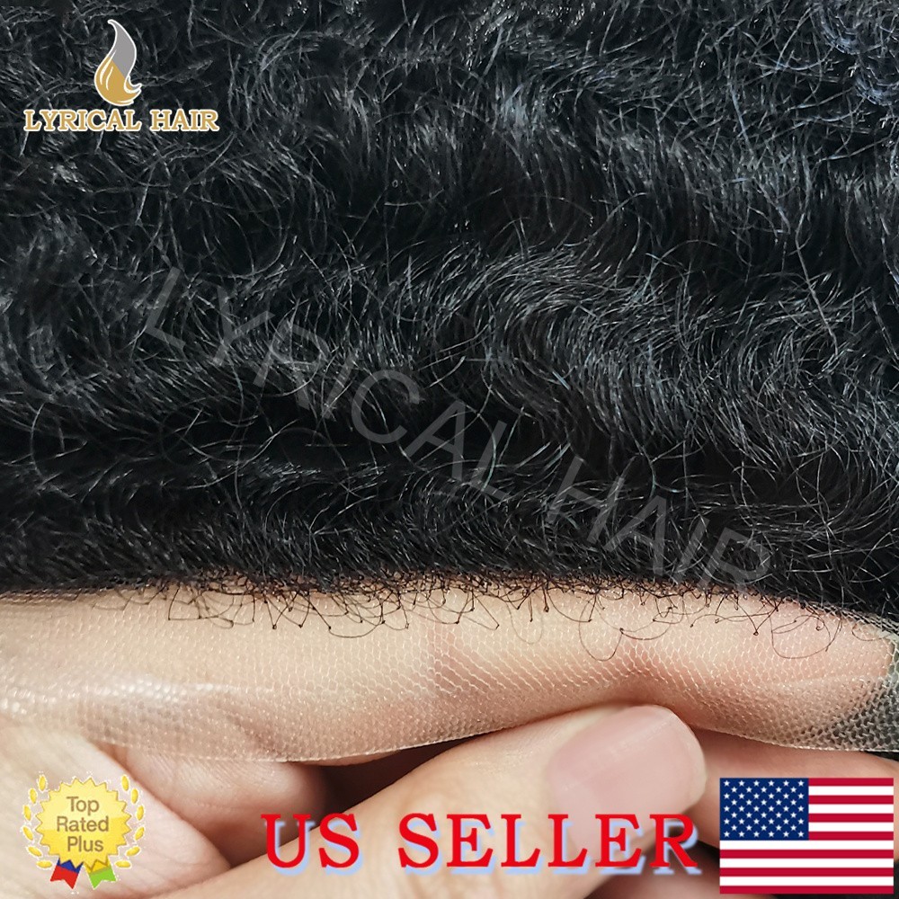 Lyrical Hair Afro Toupee For Black All Lace Curly Human Hair Replacement System