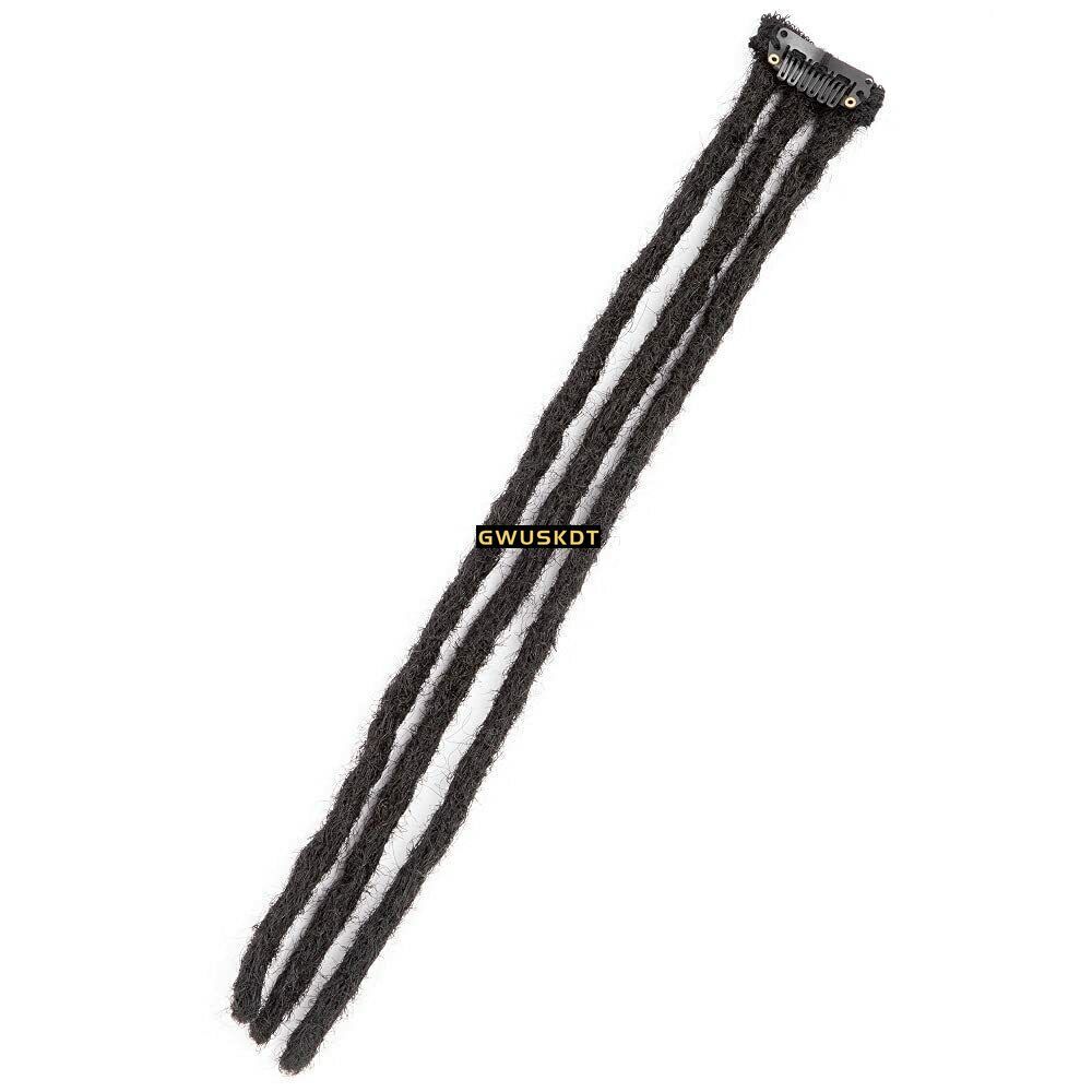 Dreadlocks 0.2 0.4 0.6 0.8cm black Real Human Hair Clip in Dreadlocks Extensions