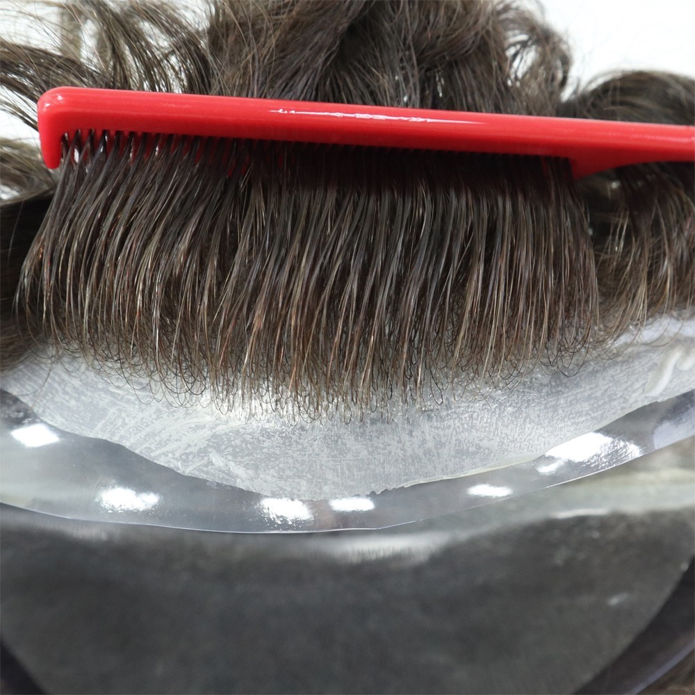 Mens Toupee Human Hair Replacement System Hairpiece Brown Ultra Thin Skin 7X9 #4