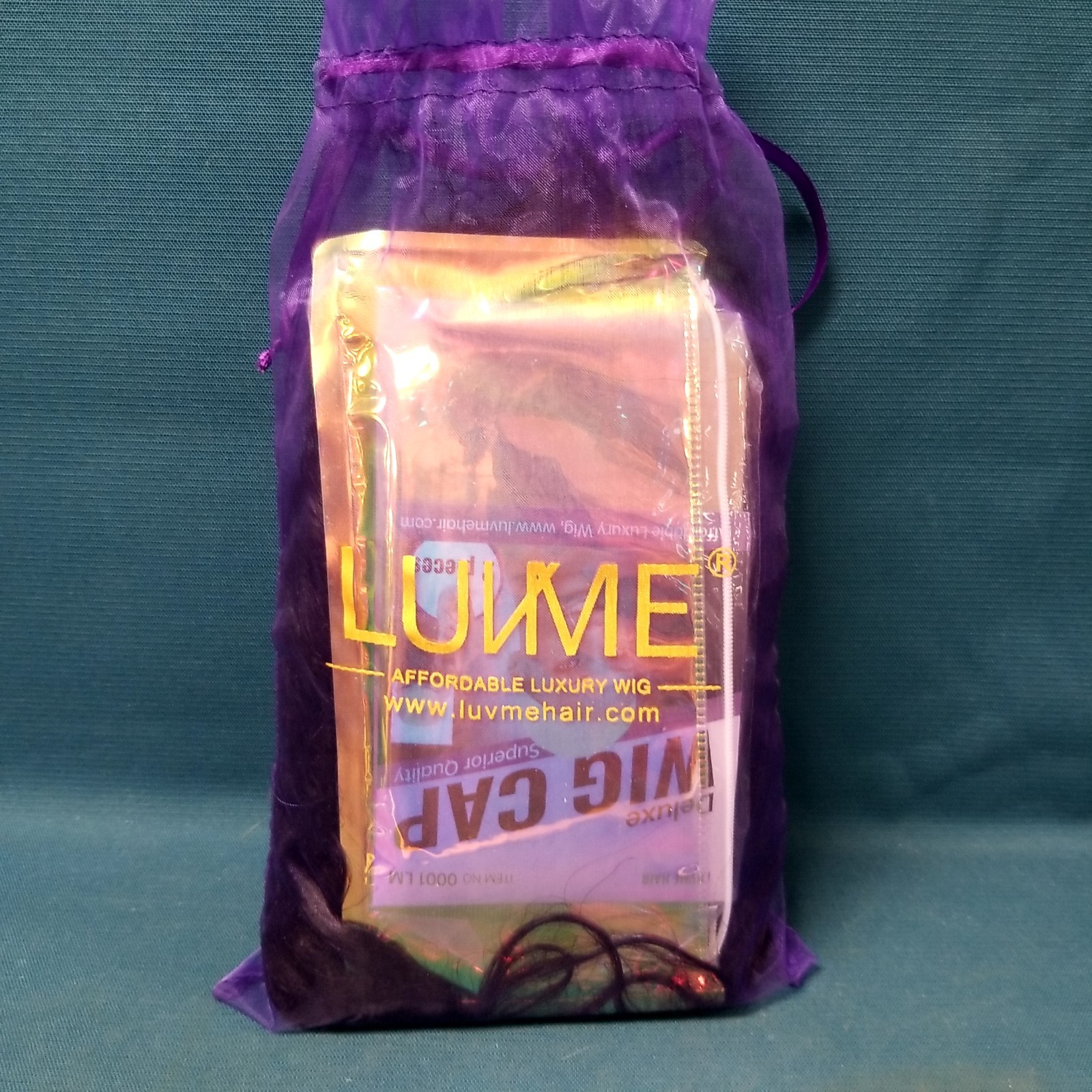 Luvme Real Hair Wig Long Black Crimped W/New Wig Cap Tools Kit