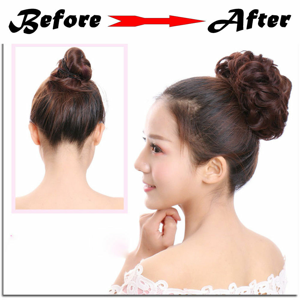 Womens Girls Wavy Curly Pony Tail Hair Bun Scrunchie Hair Extension Hairpiece