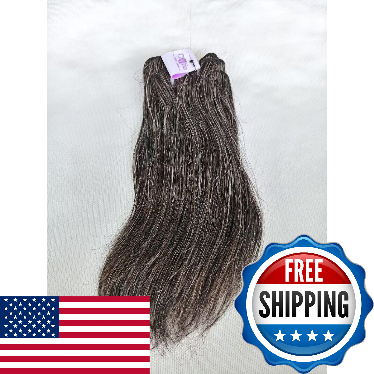 Clytie Human Hair Bundle Short Gray Salt and Pepper Unprocessed 6in Virgin Hair