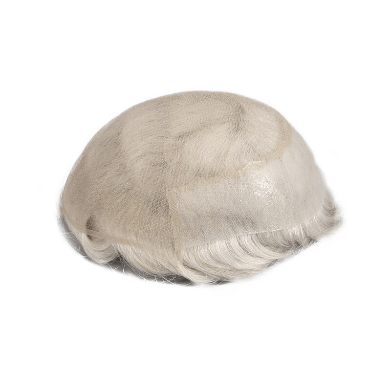 #60 Blond Toupee for Men 10x8inch Sight Wave Lace with PU Around Men’s Hairpiece