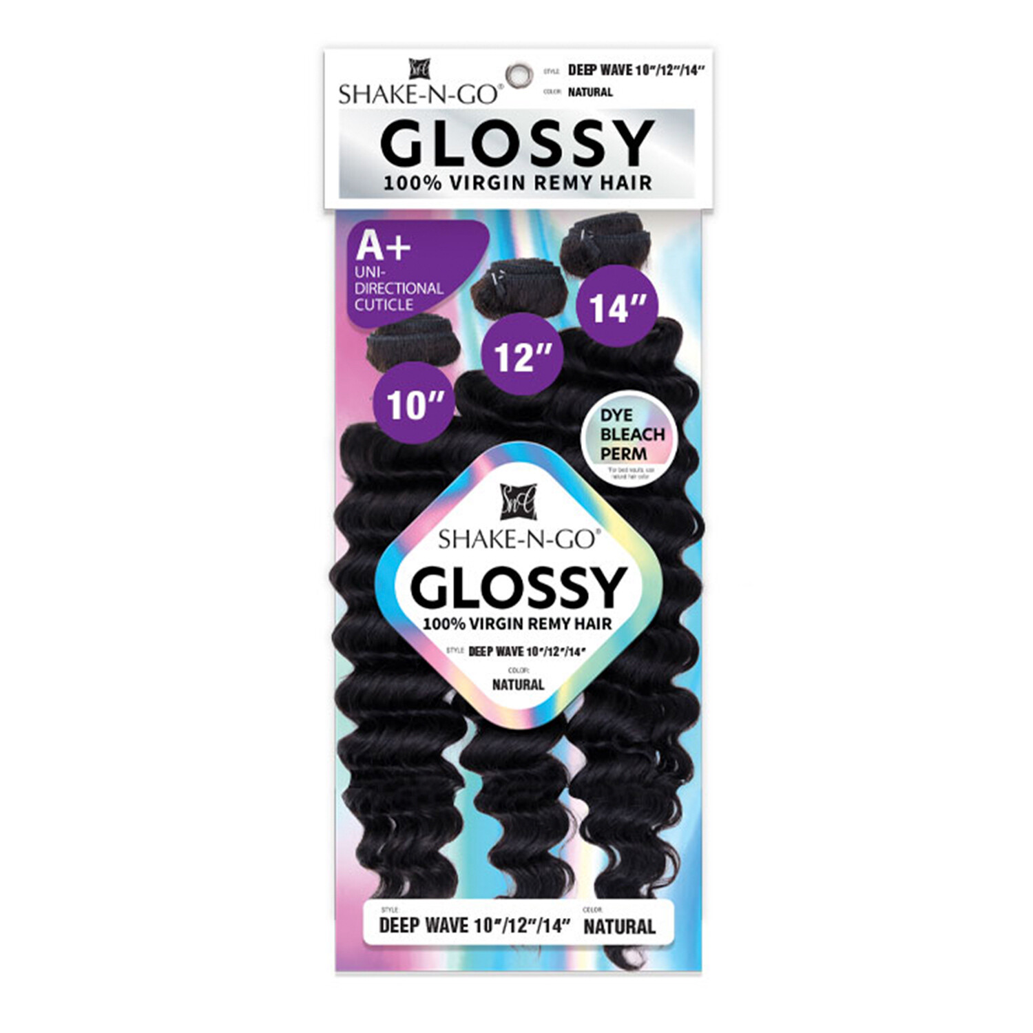 Shake N Go Virgin Remy Hair Weave Glossy 3 Bundles Deep Wave 12″14″16″