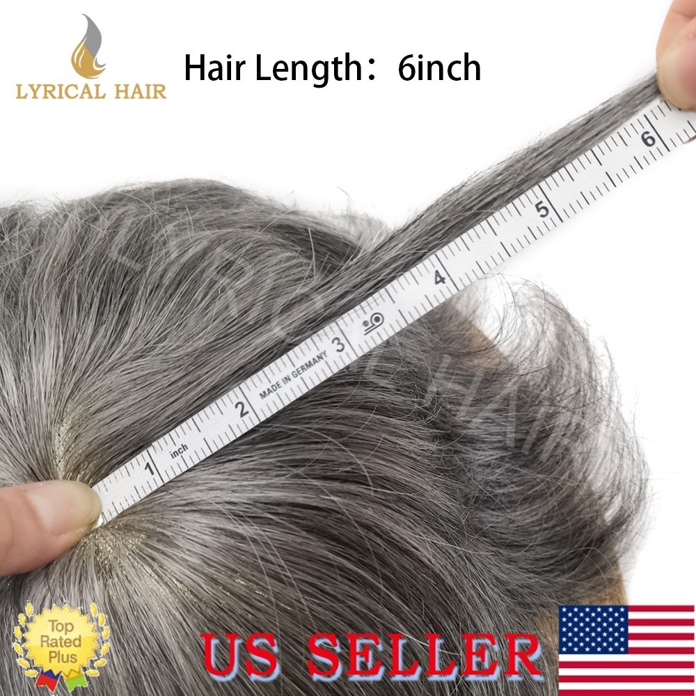 Lyrical Hair Mens Toupee Monofilament Wig Human Hair System Black Grey Hairpiece