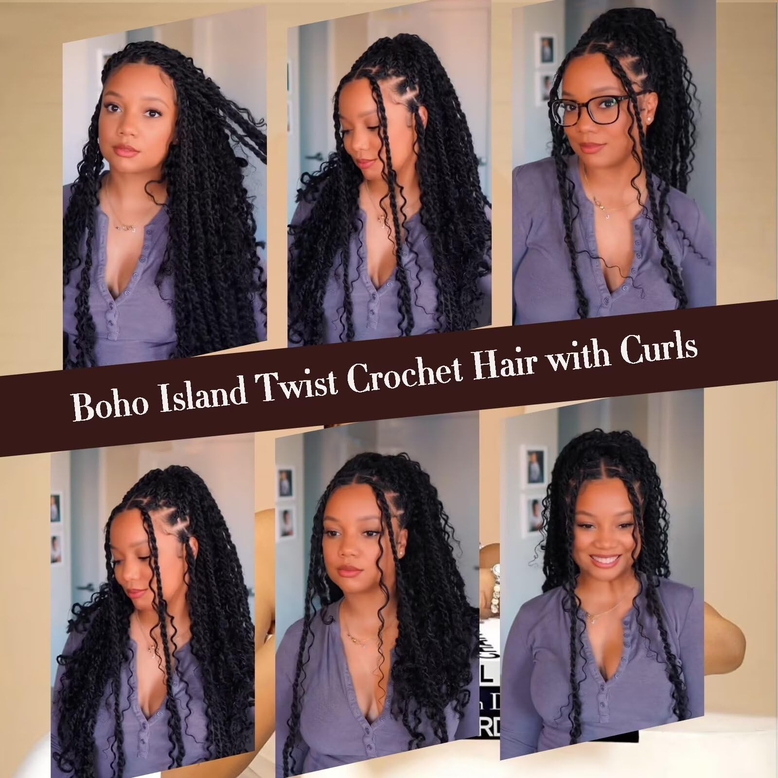 Boho Island Twist Crochet Hair 8 Packs 18 Inch Pre-Looped Goddess S… Fast Ship