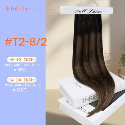 Hair 18 Inch-120G-7Pcs # 2/8/2 Balayage Dark Brown Mix Light Warm Brown