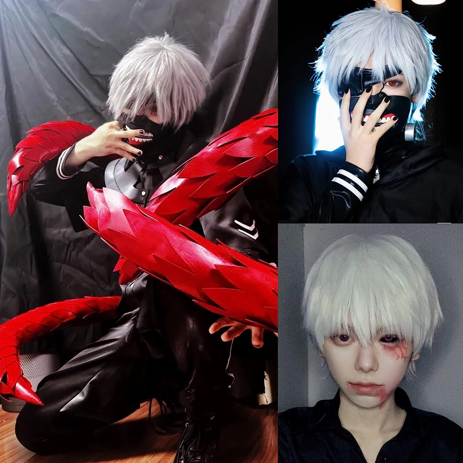 Hair Cap+ Short White Wig for Men Silver White Men’S Cosplay Wig Short Silver Mi