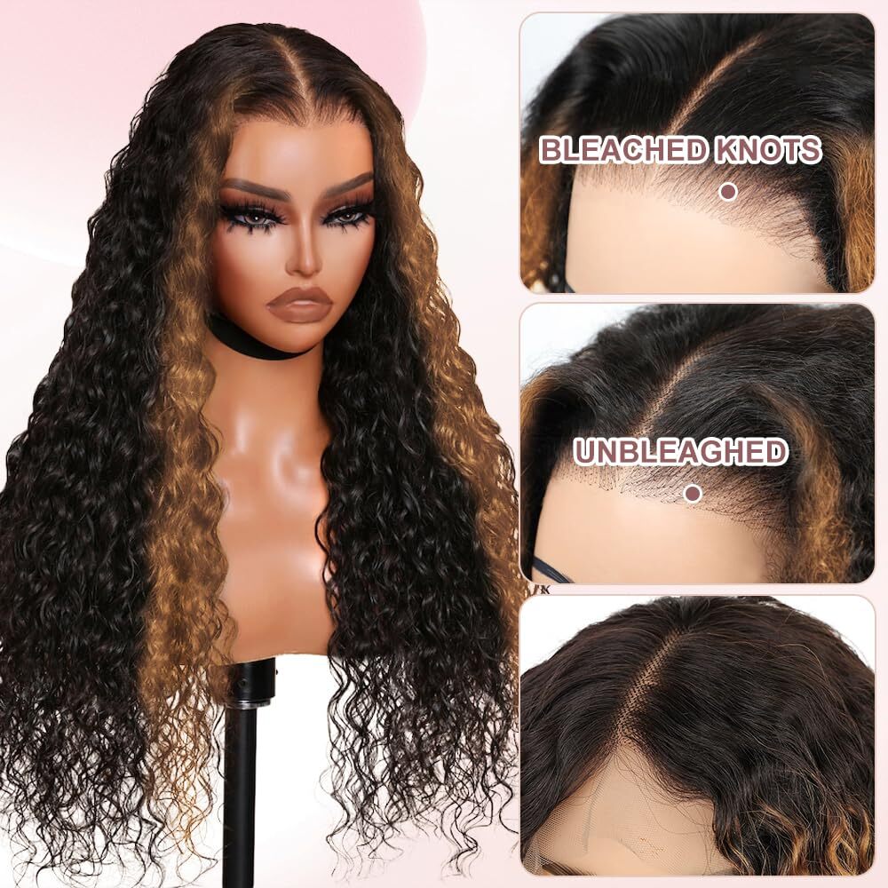 Skunk Stripe Lace Front Wig 100% Human Hair 13×4 1b/30 Glueless Wig