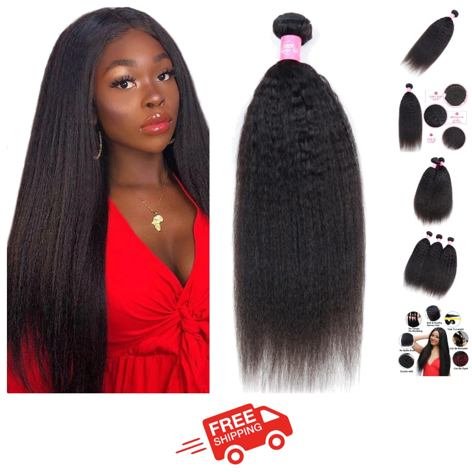 Natural Black 10 Inch Kinky Straight Hair Bundle – Soft and Durable Remy Quality