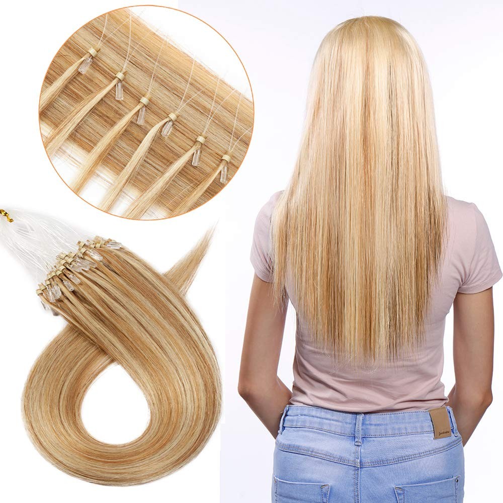 Micro Ring Loop Hair Extensions Micro Bead Tip Russian Remy Human Hair Natural
