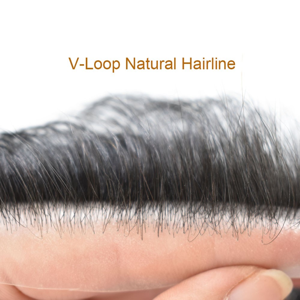 Invisible Thin Skin PU Mens Frontal Hairpiece for Receding Hairline Human Hair