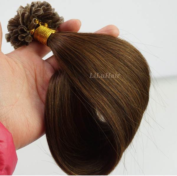 Blonde Keratin Pre Bonded Nail U Tip Glue Remy Human Hair Extensions 16-32Inch