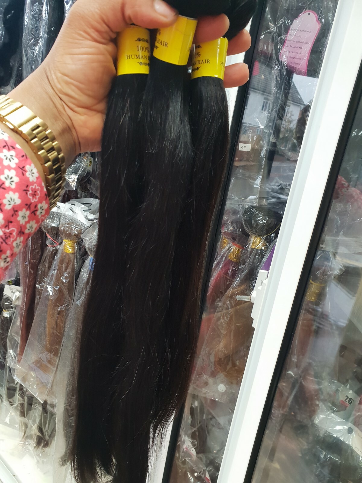 12AA BRAZILIAN VIRGIN HUMAN HAIR STRAIGHT 16+18+20&14INCH 5X5 WIDER CLOSURE 390g
