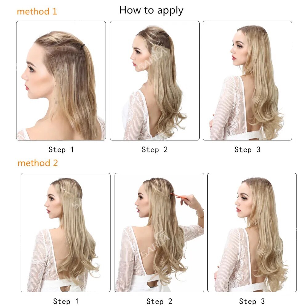 Synthetic Natural Synthetic Hair Extension No Clip In Artificial Fake Wavy False