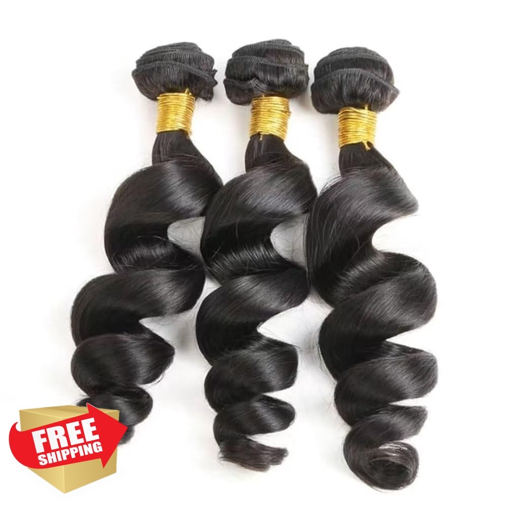 Seeuiegam 300g Loose Wave Human Hair 16 18 20 Inch Black LS