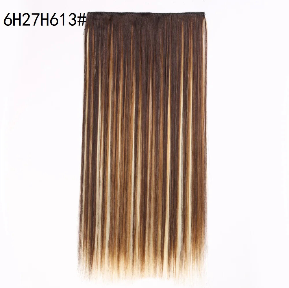 Five-card Clip In Synthetic Long Straight One Piece Hair Extension Seamless Hair
