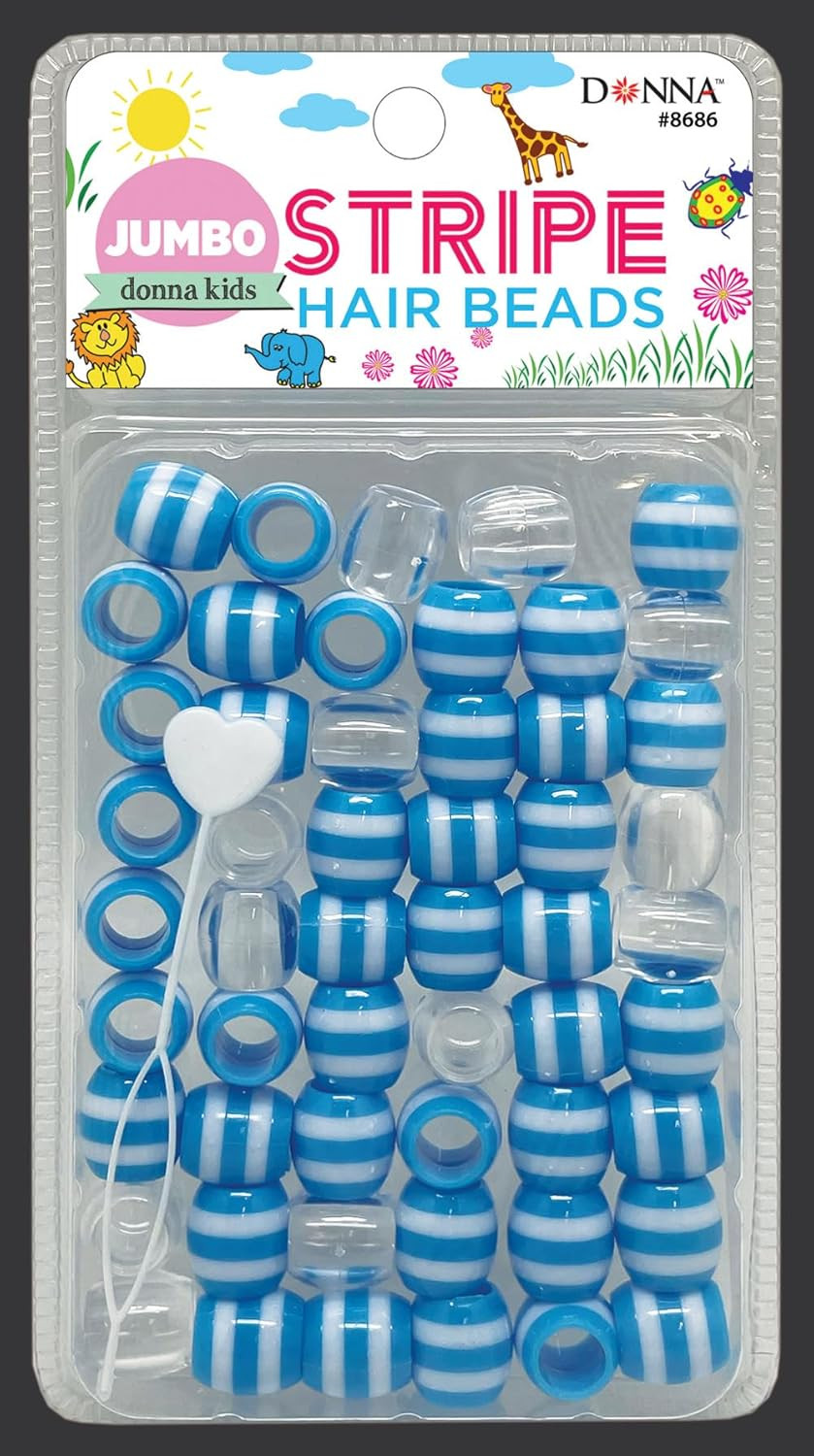 Jumbo Stripe Plastic Hair Beads, DIY Hair Braiding Plastic Beads for Braid Hair