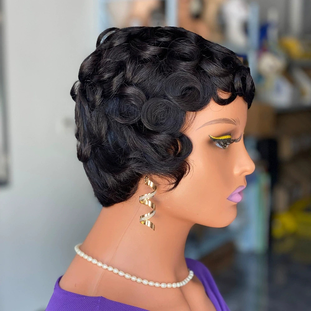 6″ Short Pixie Cut Wig Human Hair for Black Women Glueless