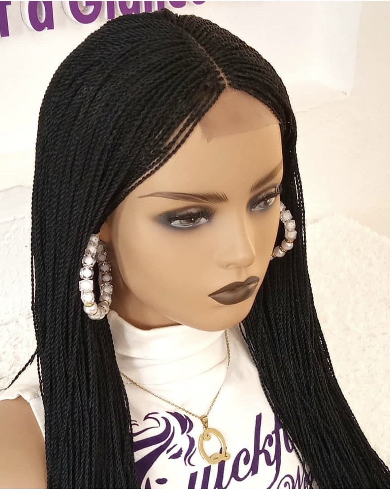 AFRICAN BRAIDED MICRO TWIST WIG ON LACE CLOSURE 28”