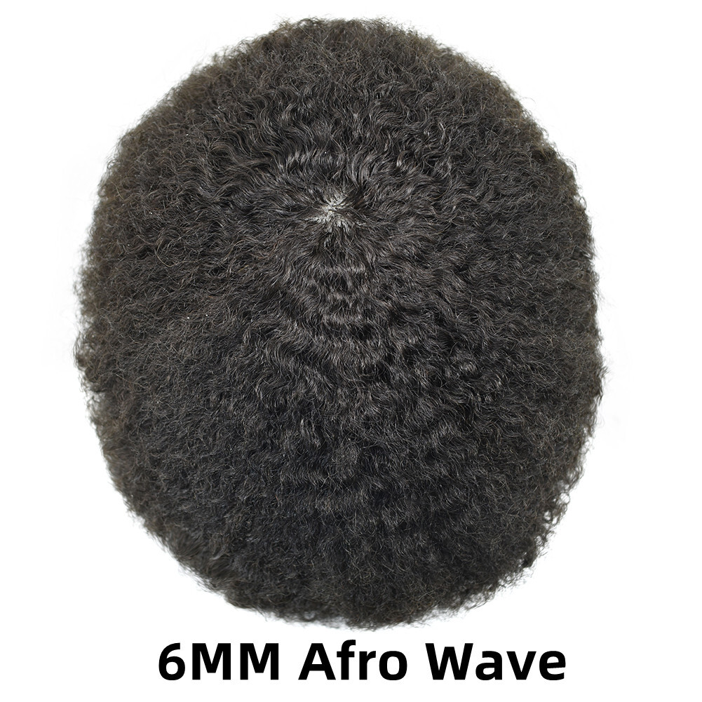 Full PU Afro Toupee for Black Men Kinky Curly Hairpiece for Black Men Human Hair