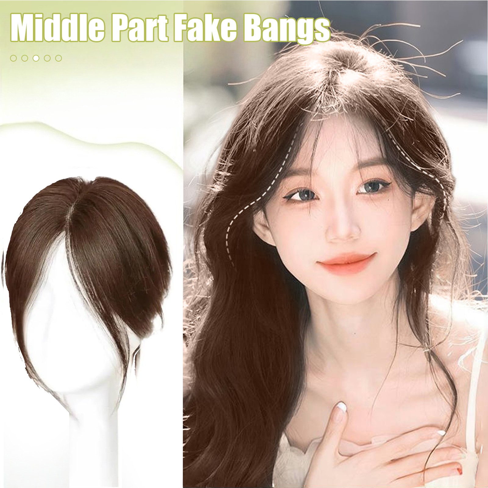 Human Hair Bangs Side Fringe Women Middle Part False Bangs Clip-in Hair