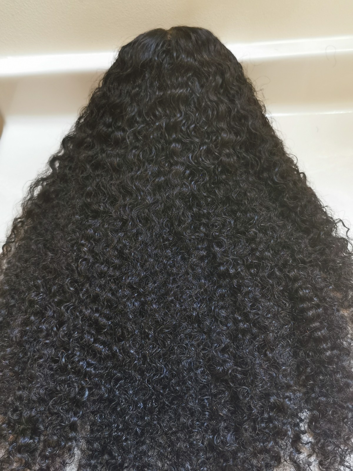 Quality Natural Black Burmese Curly Human Hair Glueless Closure Wig 24″ Handmade