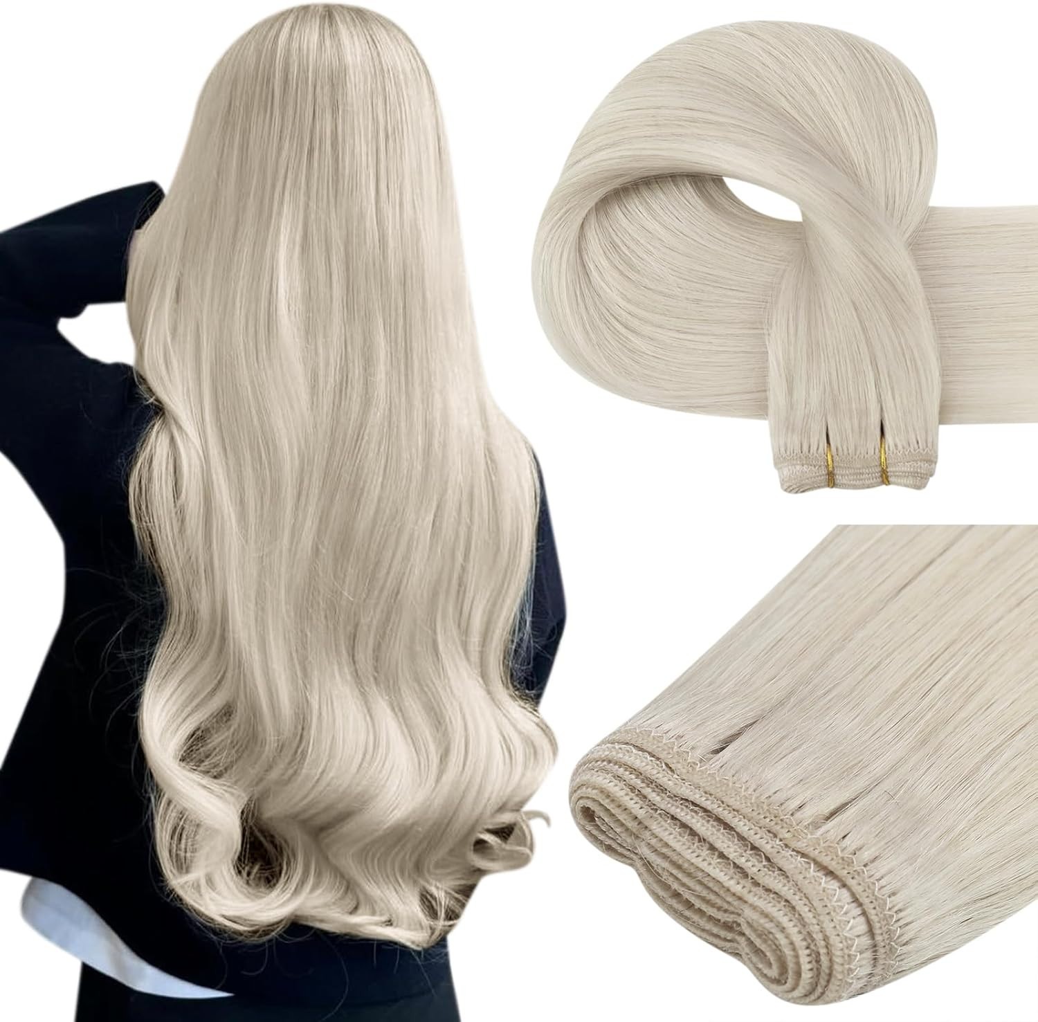 Sew in Weft Hair Extensions Remy Human Hair Double Weave Brazilian Hair Bundles