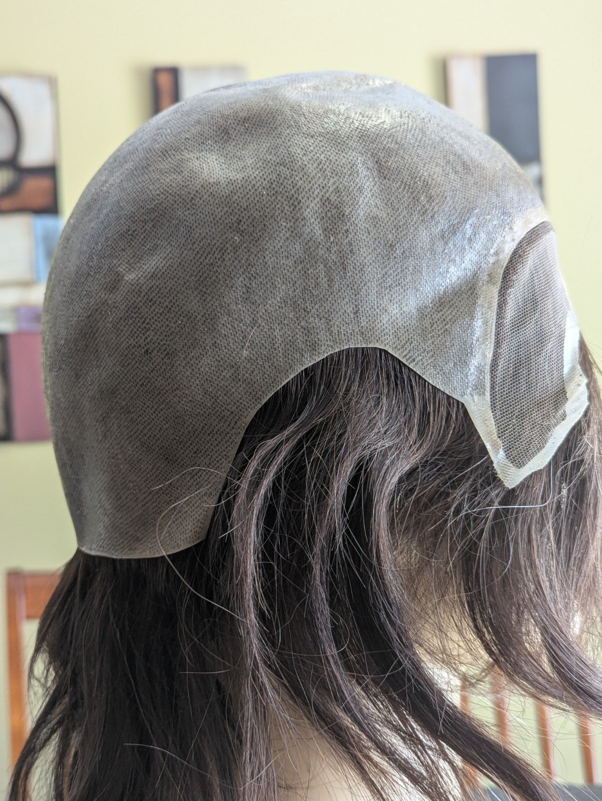 New Custom Made Full Virgin Hair Medical Wig 180% Density Chestnut Brown W/Grey