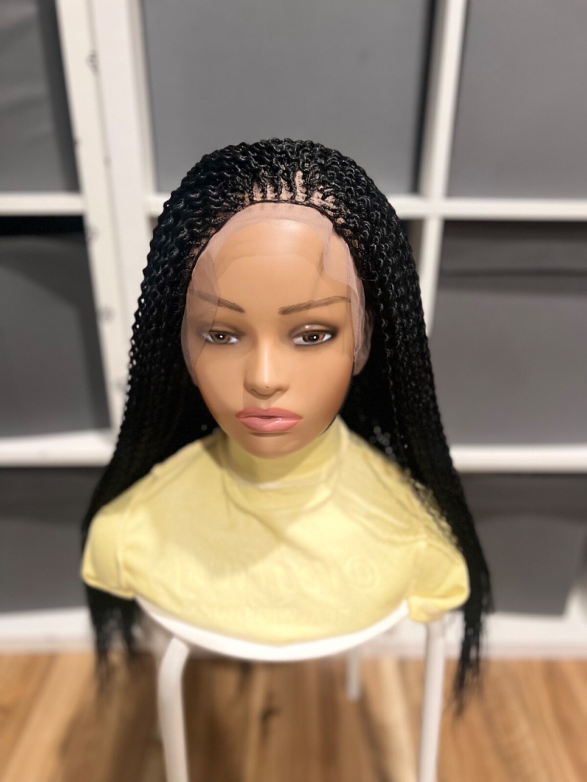 Braided Water melon Wig. Made on a full lace wig.length is 24inches Long.black.