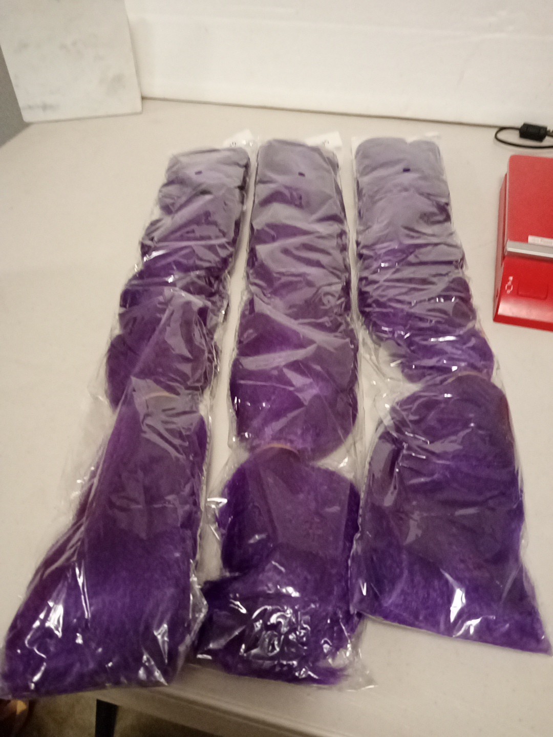 Lot of 3 Dark Purple Braiding Hair, Each 22″ Long, New unopened