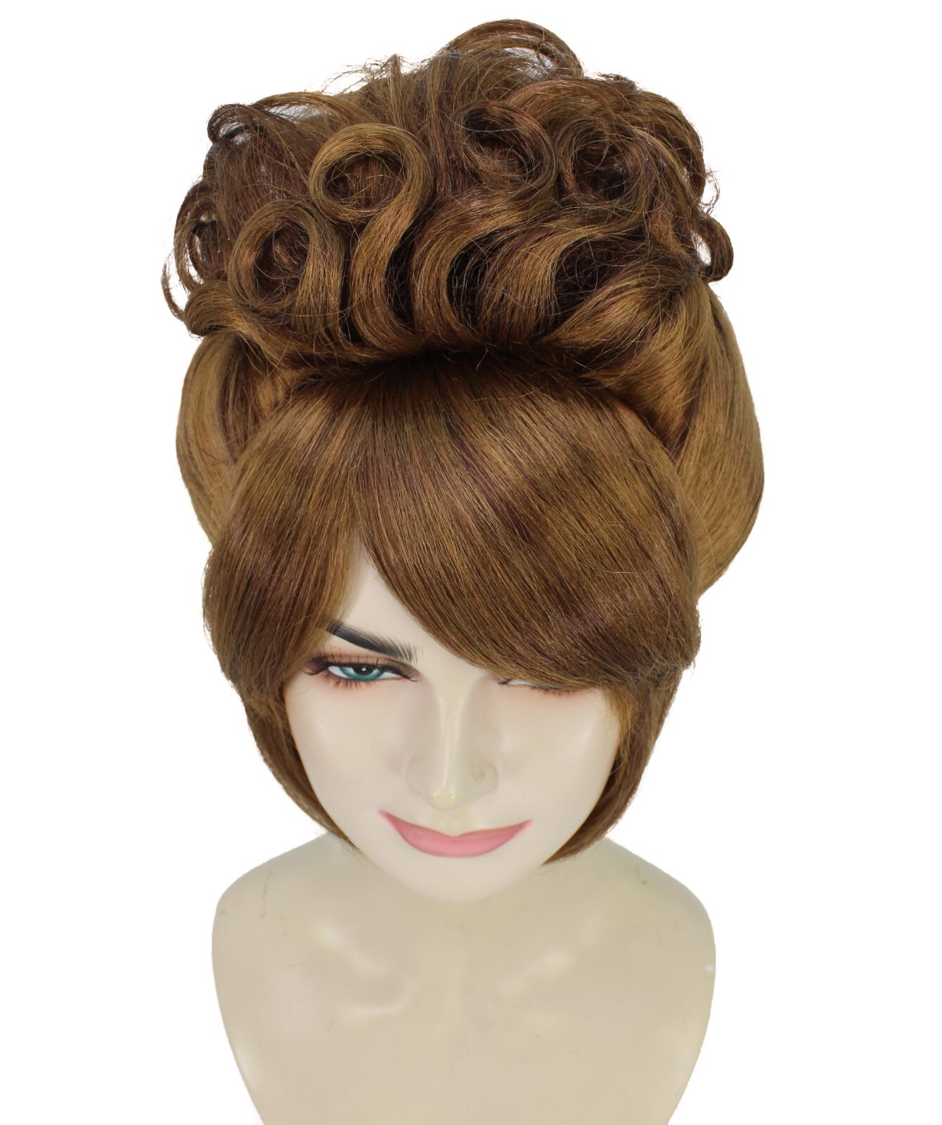 HPO Adult Women’s Dark Brown Beehive Wig with Light Brown Highlights,HW-7157