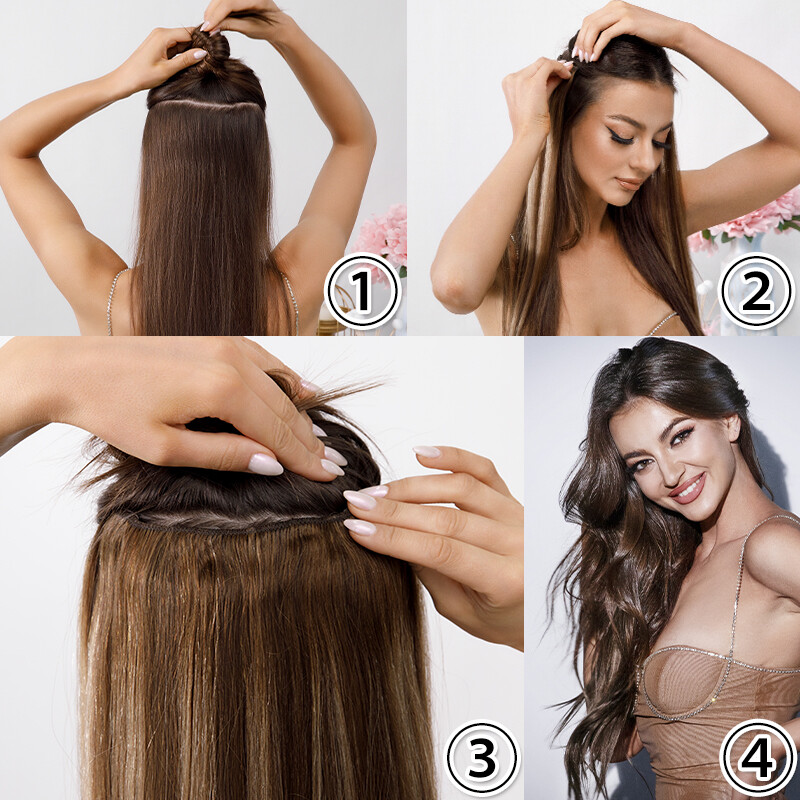 CLEARANCE One Piece Real Remy Human Hair Extensions Thick Clip in Full Head 1PCS