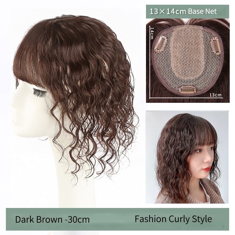 Soft 100% Human Hair Toupee Curly Hair Topper Top Clip in Hair Pieces for Women