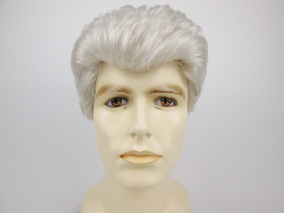 MENS MALE SHORT HAIR STRAIGHT NATURAL WAVY BRUSHED BACK FULL WIG STEVE COSTUME