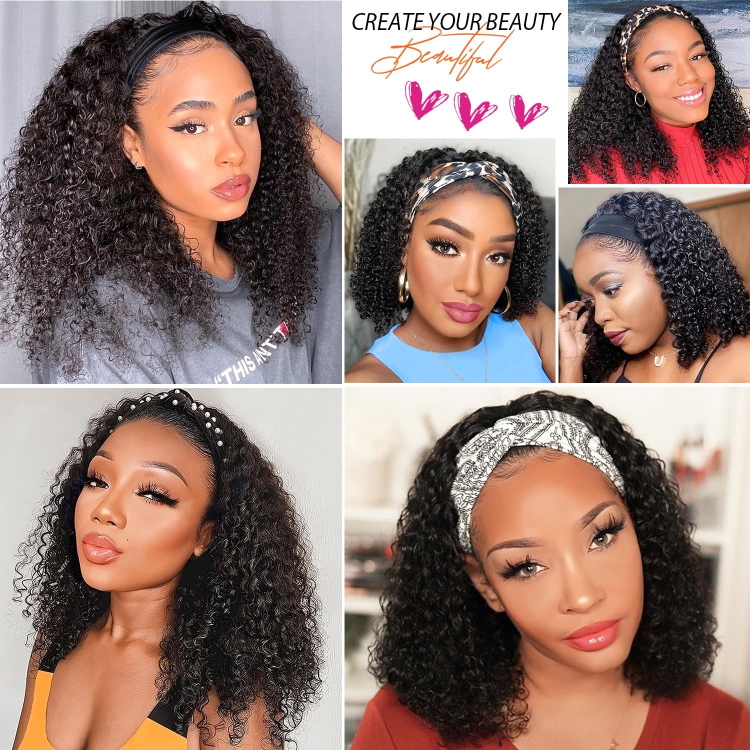 Aisi Queens Human Hair Headband Wigs For – – 10 Inch Medium