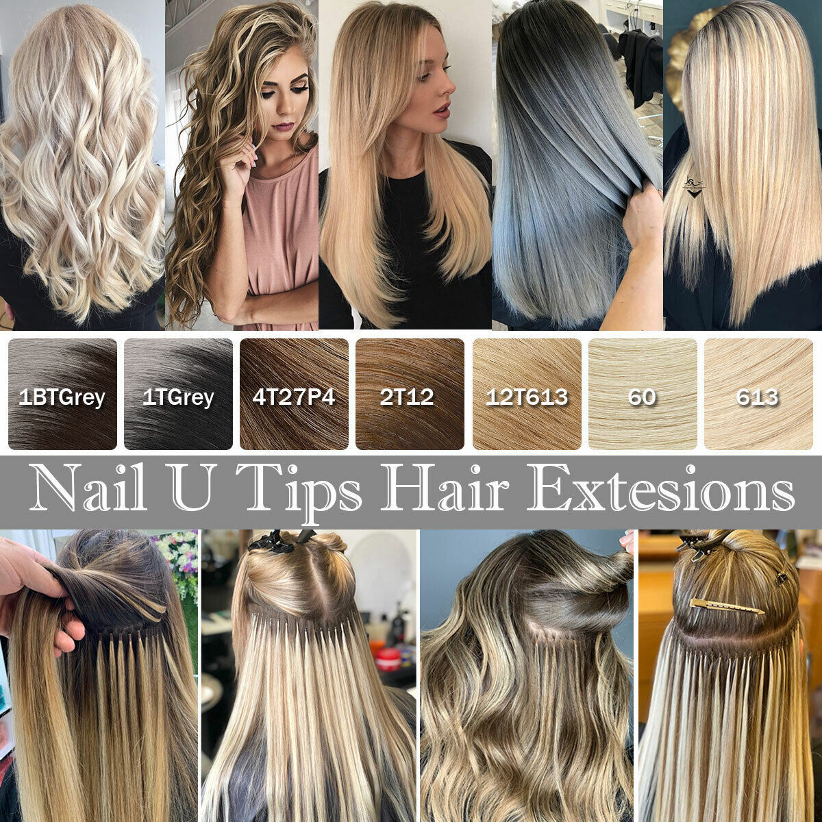 100% Indian Remy Hair Keratin Pre Bonded Nail U Tip Human Hair Extensions Blonde