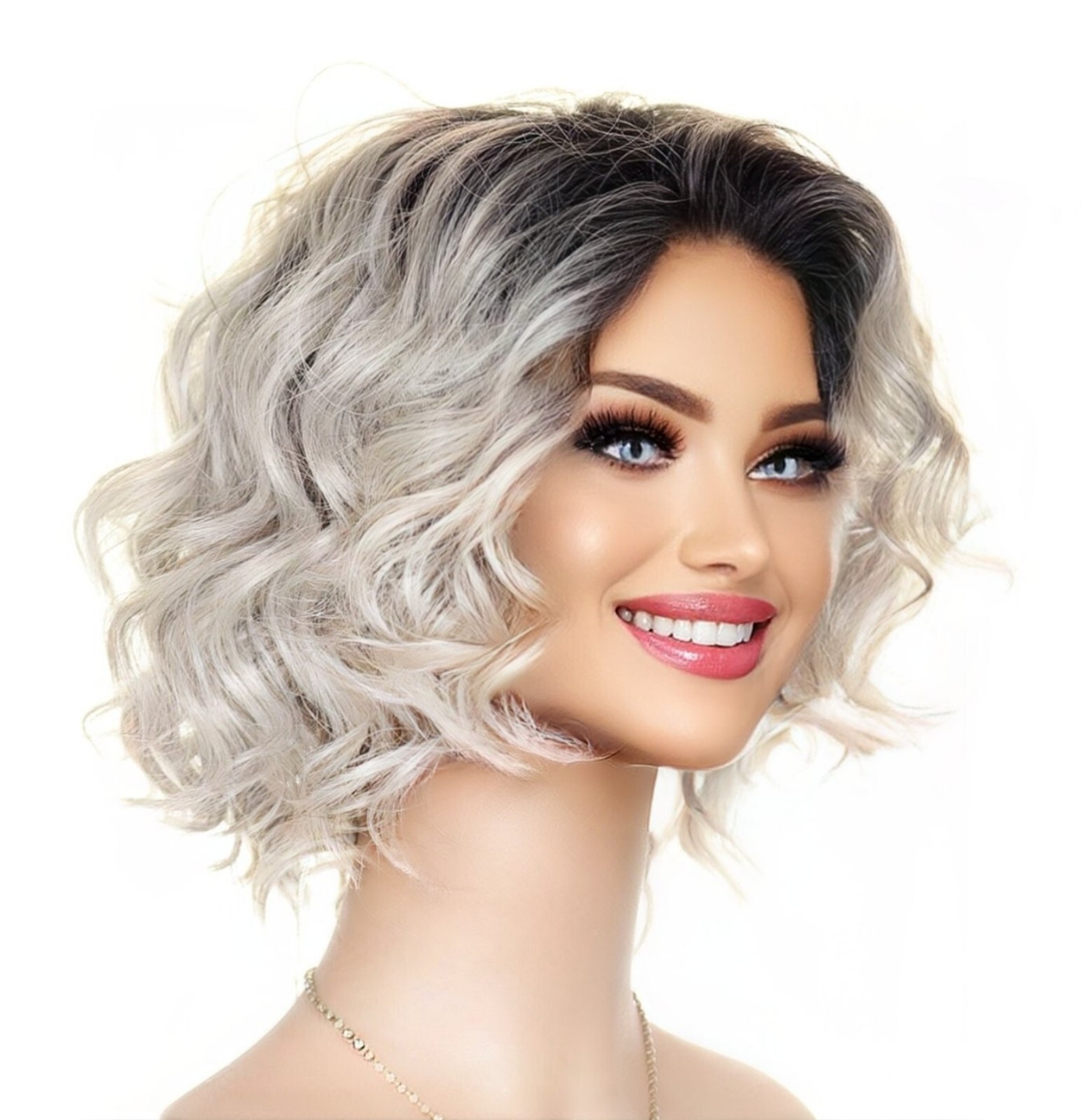 ATTITUDE RENE OF PARIS Orchid Wigs – LACE FRONT – New WAVY SILVER MIST ROOTED