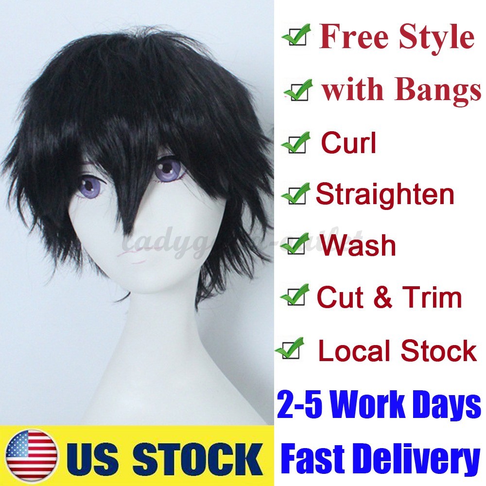 Women Men Male Short Wigs Anime Cosplay Party Costume Synthetic Hair Full Wig dd