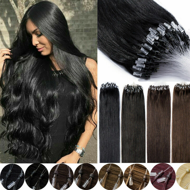 Micro Ring Links Loop Human Hair Extensions Silicone Micro Beads Brazilian Hair
