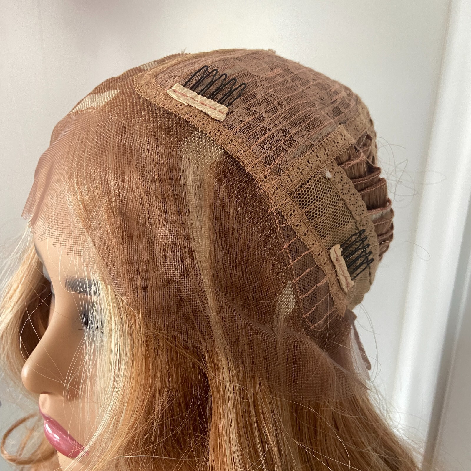 Long Wavy Auburn Blonde Mix Lace Front Synthetic Hair Wigs Women Soft Natural