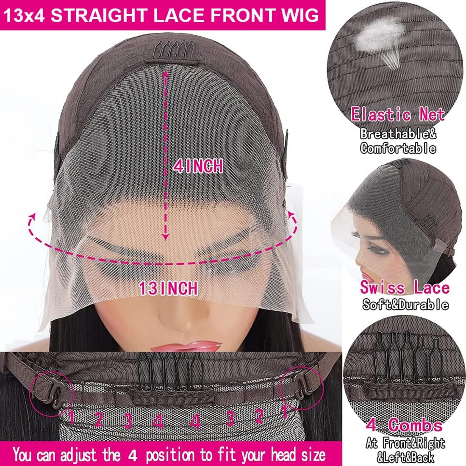 13×4 Lace Front Wigs Human Hair Pre Plucked with Baby Hair 150% Density Strai…