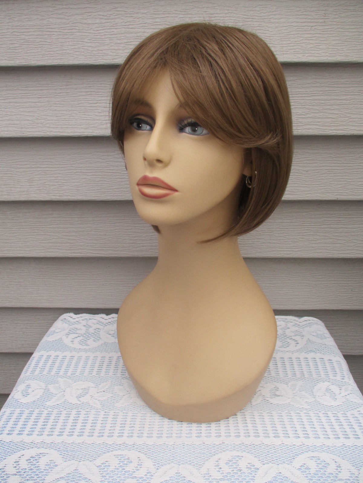 Paula Young TOPPER Curlable BEAUTIFUL Hair Piece w/Bangs LT ASH BROWN Full Cap